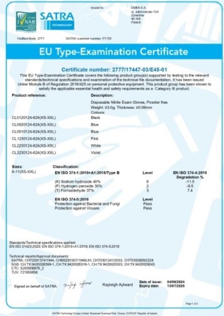 certifikované rukavice